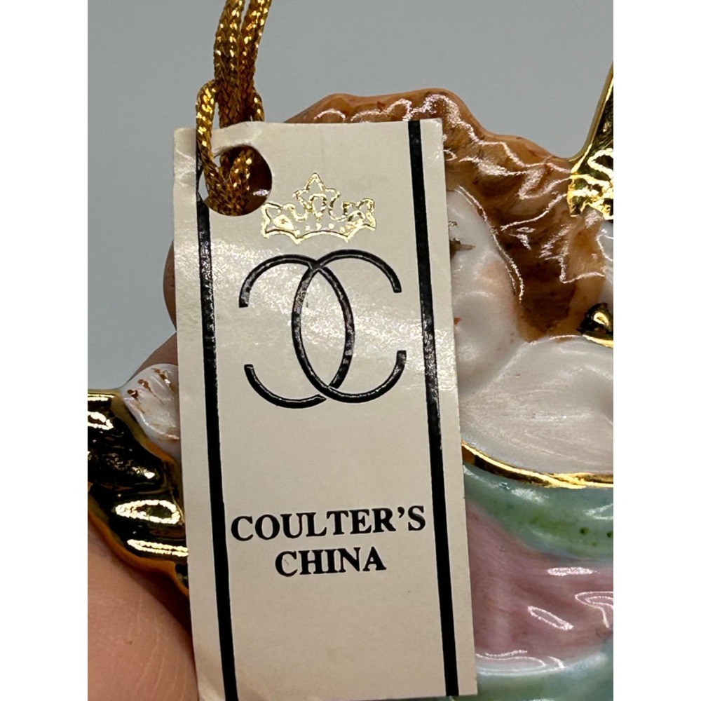 Vintage COULTER'S CHINA 24K Hand Painted Angel Christmas Ornament NOS - Picture 4 of 7
